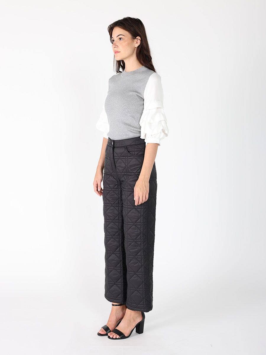 Layered gather sleeve knit top TOP Gracia Fashion 