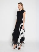 Layered Ribbed Bodice Pleated Long Swing Dress DRESS Gracia Fashion 