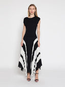 Layered Ribbed Bodice Pleated Long Swing Dress DRESS Gracia Fashion BLACK S 