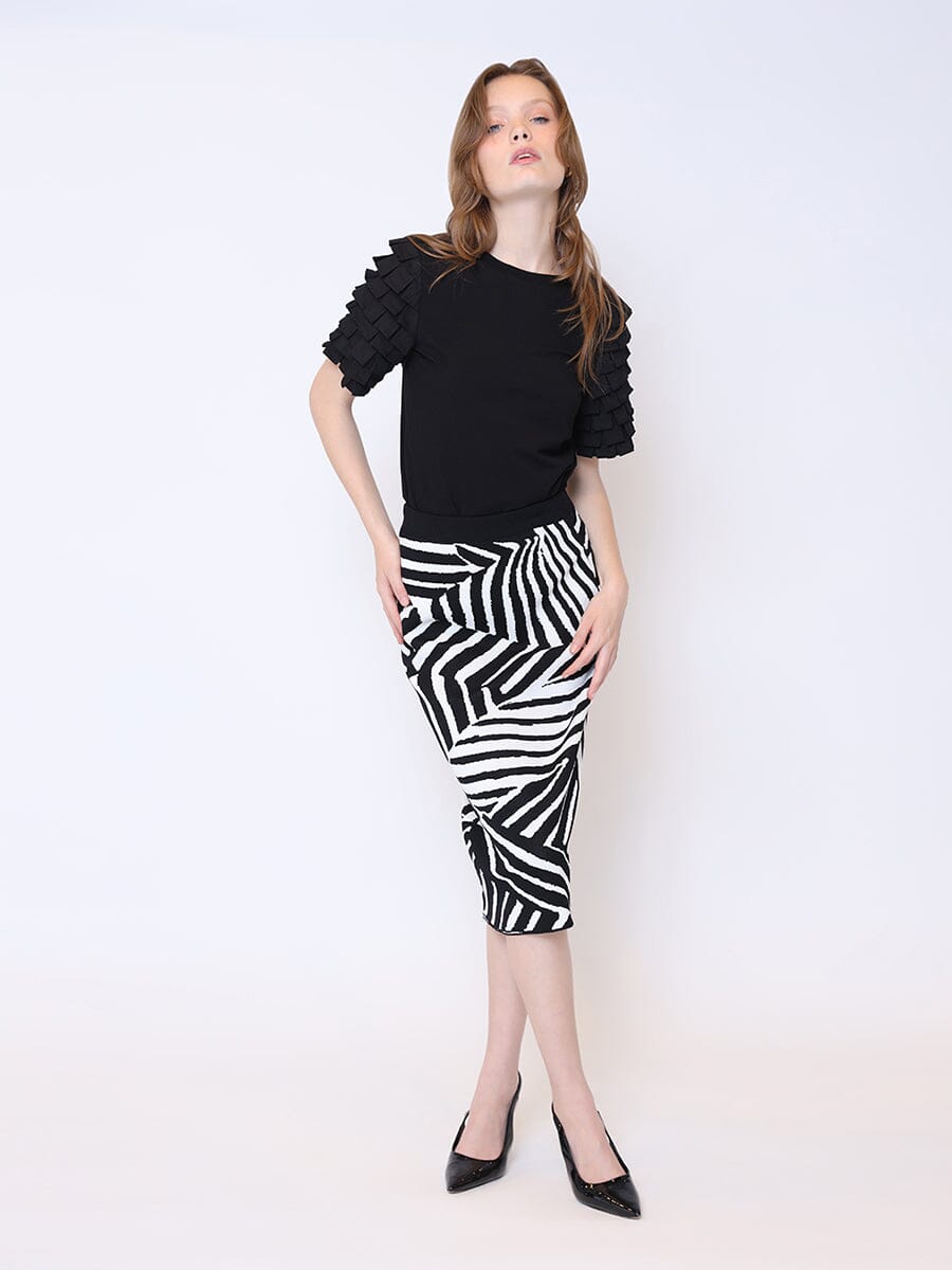 Layered Ruffle Short Sleeve Solid Color T-Shirt TOP Gracia Fashion BLACK S 