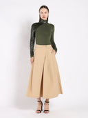 Leather Trimmed High Neck Top TOP Gracia Fashion 