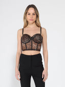 Leopard Print Bustier Top TOP Gracia Fashion BROWN S 