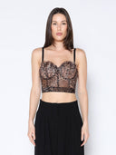 Leopard Print Bustier Top TOP Gracia Fashion BROWN S 