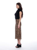 Leopard Print Satin Fishtail Midi Skirt SKIRT Gracia Fashion 