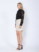 Long Eyelet Sleeve Solid Cotton Button Down Shirt TOP Gracia Fashion 