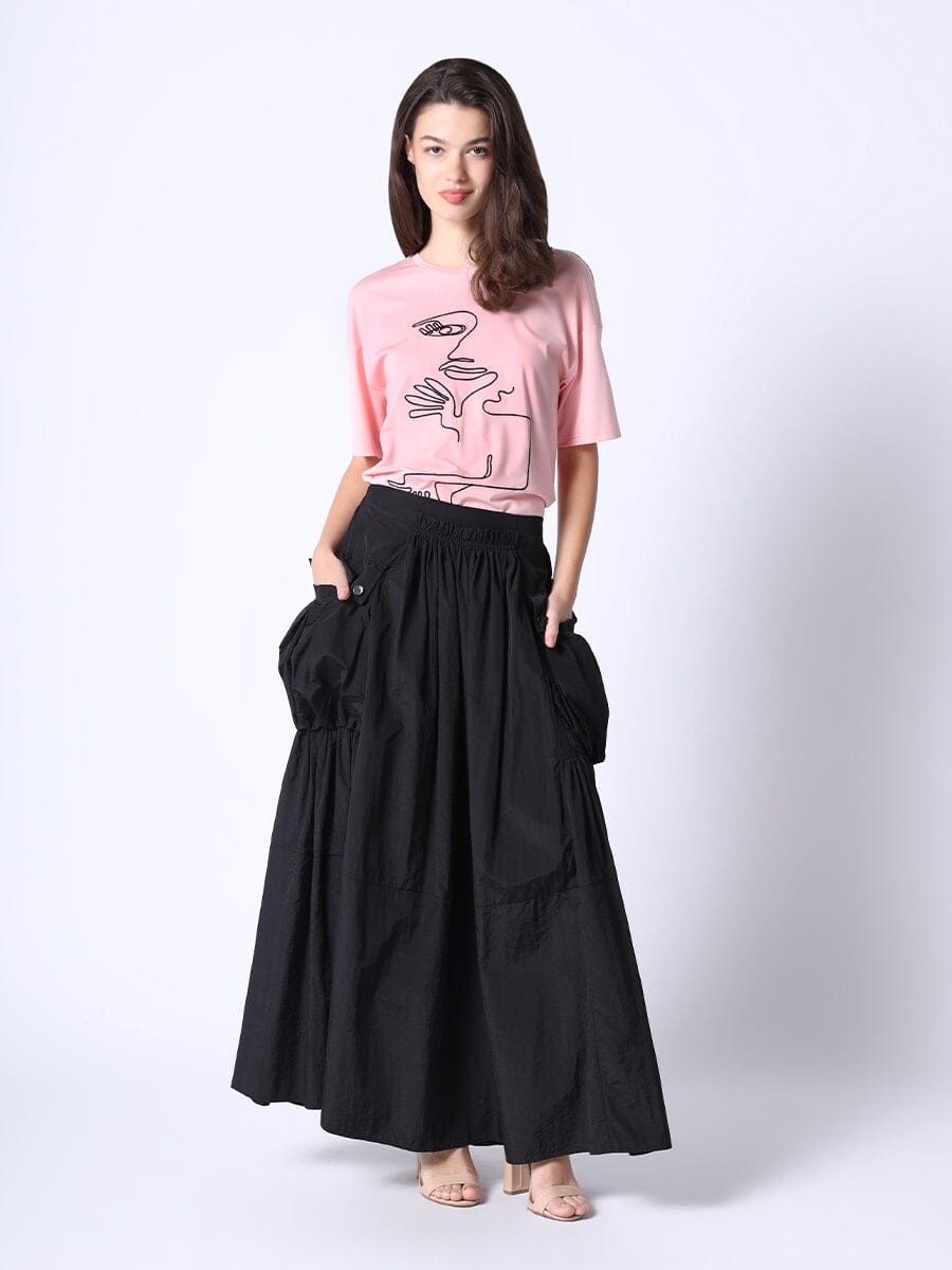 Long Parachute Cargo Skirt SKIRT Gracia Fashion BLACK S 