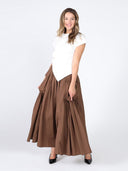 Long Parachute Cargo Skirt SKIRT Gracia Fashion BROWN S 