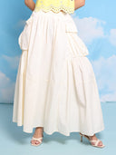 Long Parachute Cargo Skirt SKIRT Gracia Fashion IVORY S 