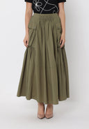 Long Parachute Cargo Skirt SKIRT Gracia Fashion OLIVE S 