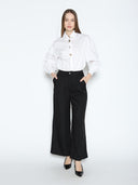 Long Puff Sleeve Button Detail Cotton Shirt TOP Gracia Fashion 