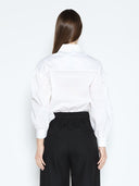 Long Puff Sleeve Button Detail Cotton Shirt TOP Gracia Fashion 