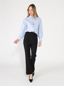 Long Puff Sleeve Button Detail Cotton Shirt TOP Gracia Fashion 