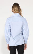 Long Puff Sleeve Button Detail Cotton Shirt TOP Gracia Fashion 