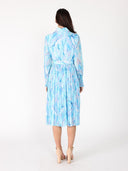 Long Sleeve Belted Smocked Cuffs Print Dress DRESS Gracia Fashion 