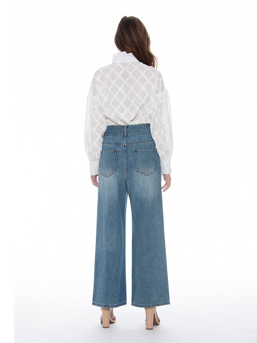 Long Sleeve Button-Cuff Ruffle Neck Top TOP Gracia Fashion 