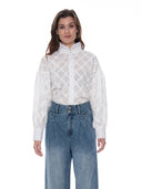 Long Sleeve Button-Cuff Ruffle Neck Top TOP Gracia Fashion WHITE S 