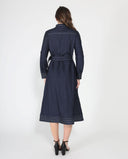 Long sleeve contrast stitch denim midi dress DRESS Gracia Fashion 