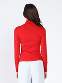 Long Sleeve Mock Neck Flower Applique Top TOP Gracia Fashion 
