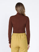 Long Sleeve Mock Neck Flower Applique Top TOP Gracia Fashion 