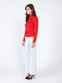 Long Sleeve Mock Neck Flower Applique Top TOP Gracia Fashion 