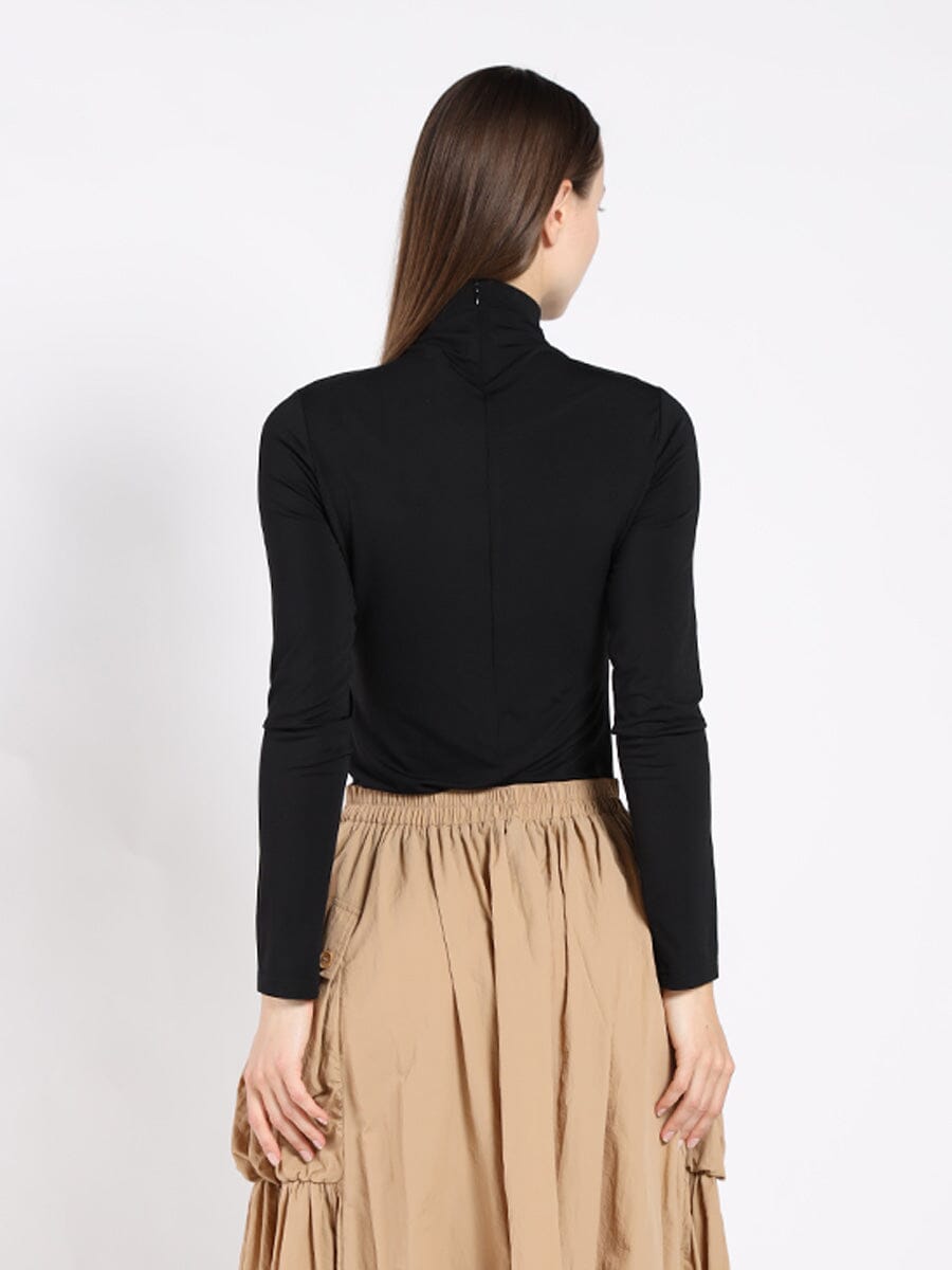Long Sleeve Mock Neck T-Shirt TOP Gracia Fashion 