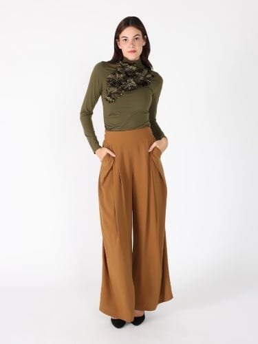Long Sleeve Mock Neck T-Shirt TOP Gracia Fashion OLIVE S 