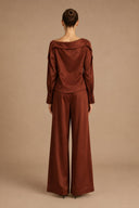 Long Sleeve Satin Off-Shoulder Top TOP Gracia Fashion 