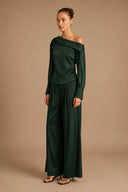Long Sleeve Satin Off-Shoulder Top TOP Gracia Fashion 