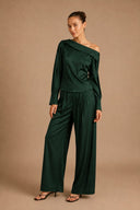 Long Sleeve Satin Off-Shoulder Top TOP Gracia Fashion 
