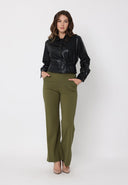 Long sleeve shirred shoulder collared jacket JACKET Gracia Fashion 