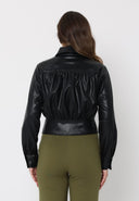 Long sleeve shirred shoulder collared jacket JACKET Gracia Fashion 