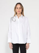 Long Sleeve Shirt Button Down Sequin Embellished TOP Gracia Fashion WHITE S 