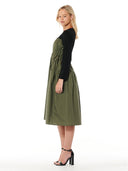 Long Sleeve Two Material Smocked Gathered Dress DRESS Gracia Fashion 