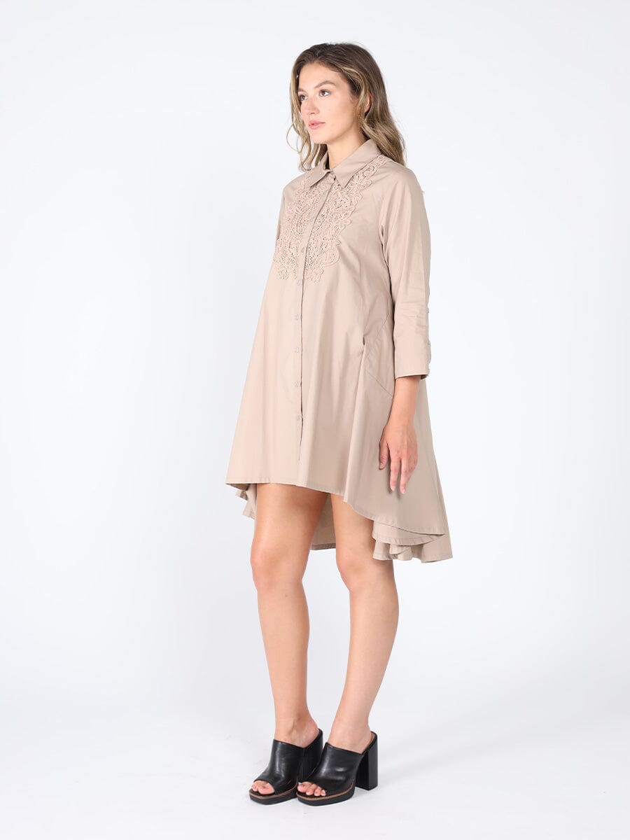 Low high front lace full sleeve dress DRESS Gracia Fashion 