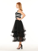 Mesh Skirt With Tiered Ruffle SKIRT Gracia Fashion 