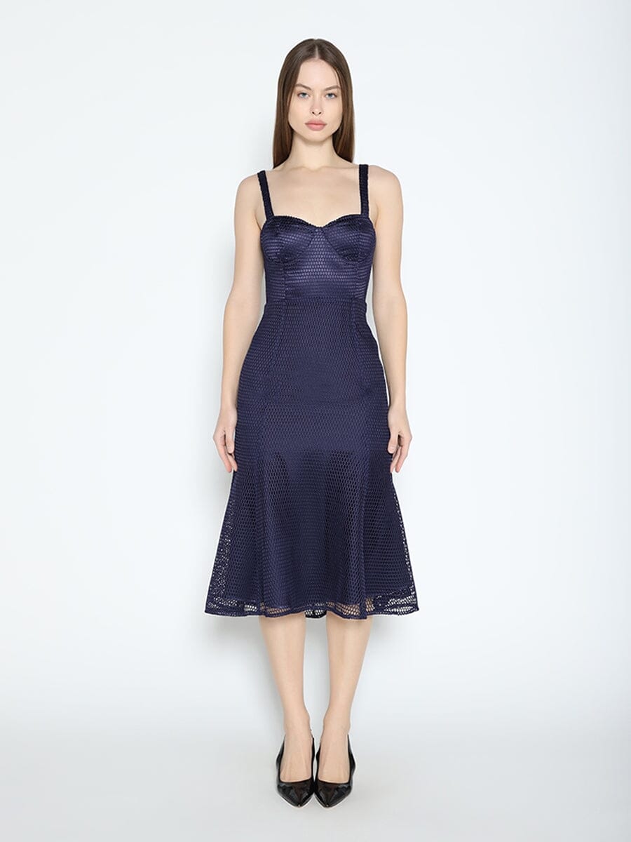 Mesh Sleeveles Bodycon Fish Tail Dress DRESS Gracia Fashion NAVY S 