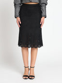 Midi Length Bottom Lace Detail Skirt SKIRT Gracia Fashion BLACK S 