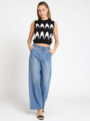 Moon Print Sleeveless Vest TOP Gracia Fashion 