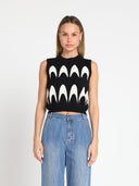 Moon Print Sleeveless Vest TOP Gracia Fashion 