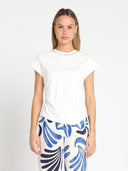 Neckline With Crystal Embroidered Top TOP Gracia Fashion WHITE S 