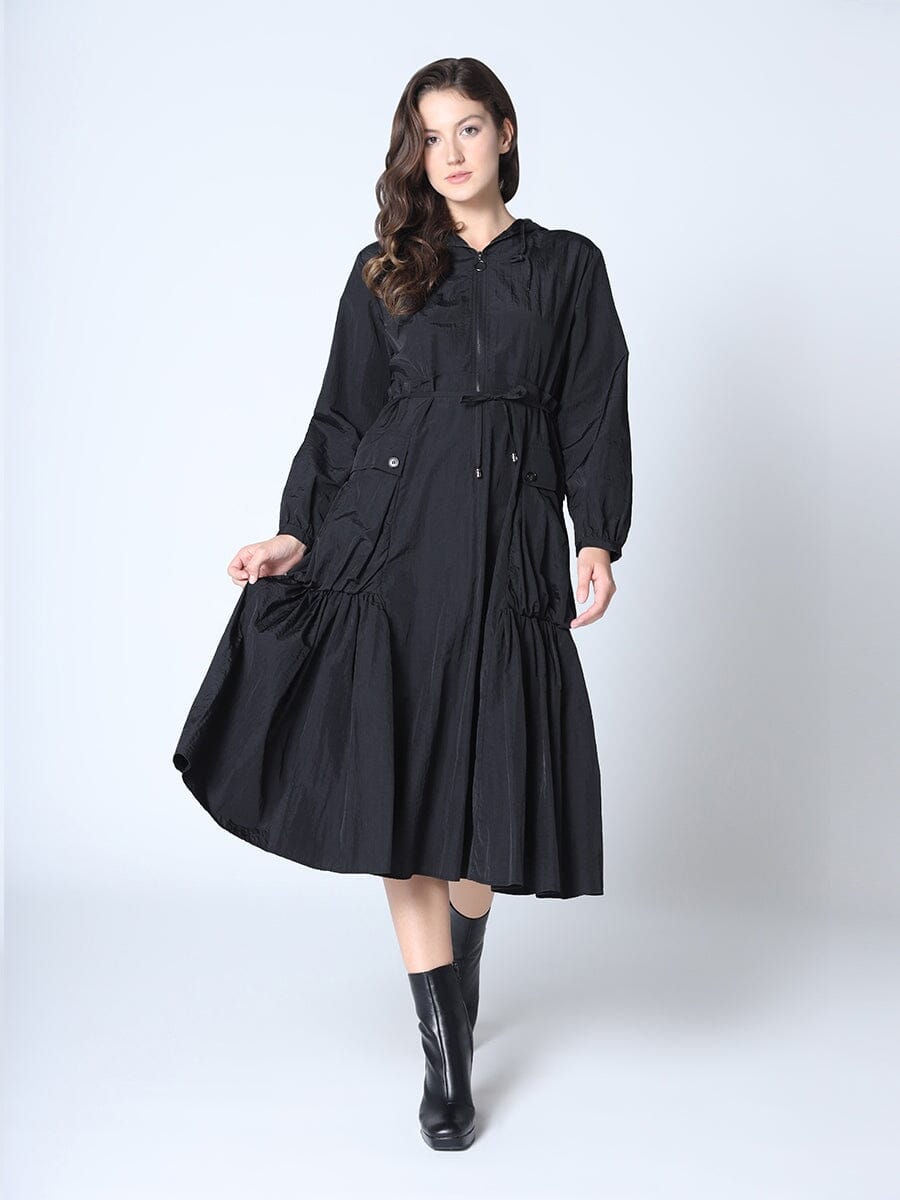 Nylon Sirring Rain Coat Dress DRESS Gracia Fashion BLACK S 