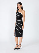 One Side Sleeve Bottom Slit Dress DRESS Gracia Fashion 