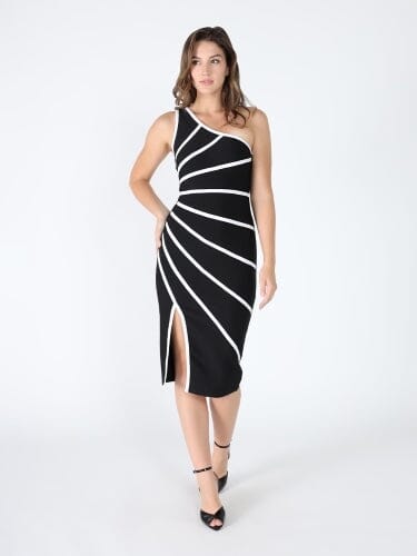 One side sleeve bottom slit dress DRESS Gracia Fashion 