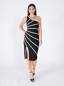 One Side Sleeve Bottom Slit Dress DRESS Gracia Fashion 