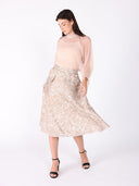 Organza Flocked Velvet Print Skirt SKIRT Gracia Fashion 