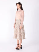 Organza Flocked Velvet Print Skirt SKIRT Gracia Fashion 