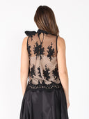 Organza-Like Neck Tie Sleeveless See-Through Top TOP Gracia Fashion 