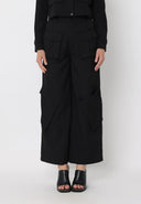 Oversized Cargo Flap Pockets Casual Pants PANTS Gracia Fashion BLACK S 