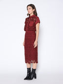 Paisley Lace Midi Pencil Skirt SKIRT Gracia Fashion 