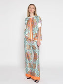 Paisley Print Loose Short Knit Cuff Sleeve Top TOP Gracia Fashion 